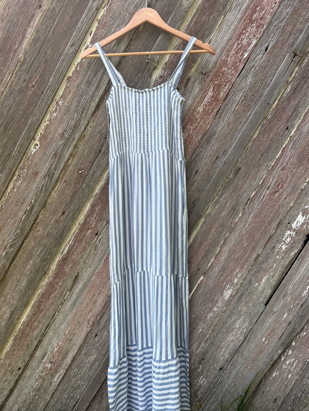 Raviya NWT Blue White Striped Maxi Dress M Coastal Cottage Beach $54